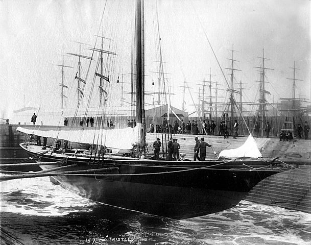 Thistle in drydock , as photographed by John S. Johnston.